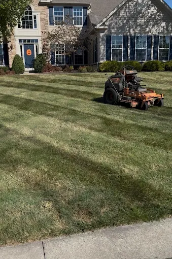 Lawn mowing service on a residential property